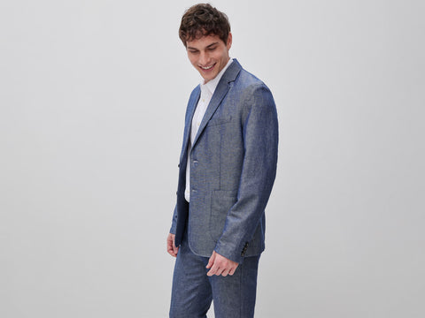Blazer de abotoadura simples em mistura de linho - ucb_image_F