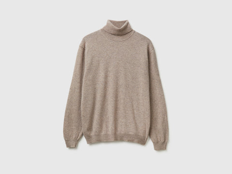 Camisola de gola alta tortora em pura lã Merino - ucb_image_FS