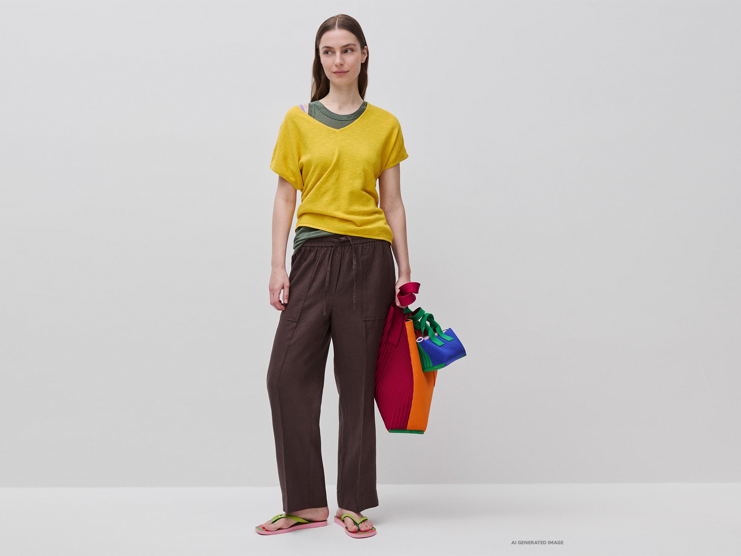 Camisola decote em V em mistura de linho - ucb_image_FY