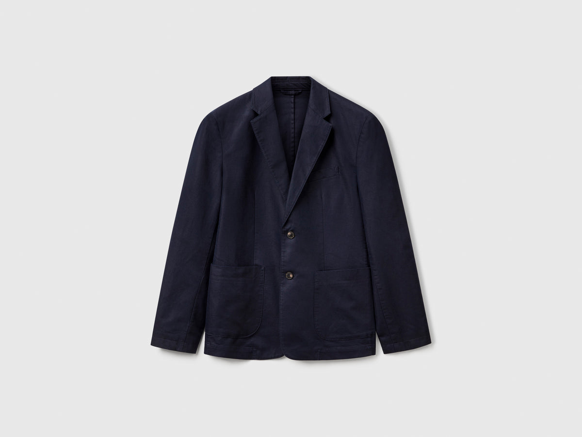 Blazer slim fit em mistura de viscose elástica. - ucb_image_FS