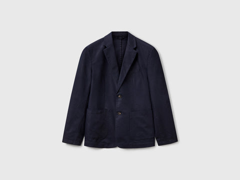 Blazer slim fit em mistura de viscose elástica. - ucb_image_FS