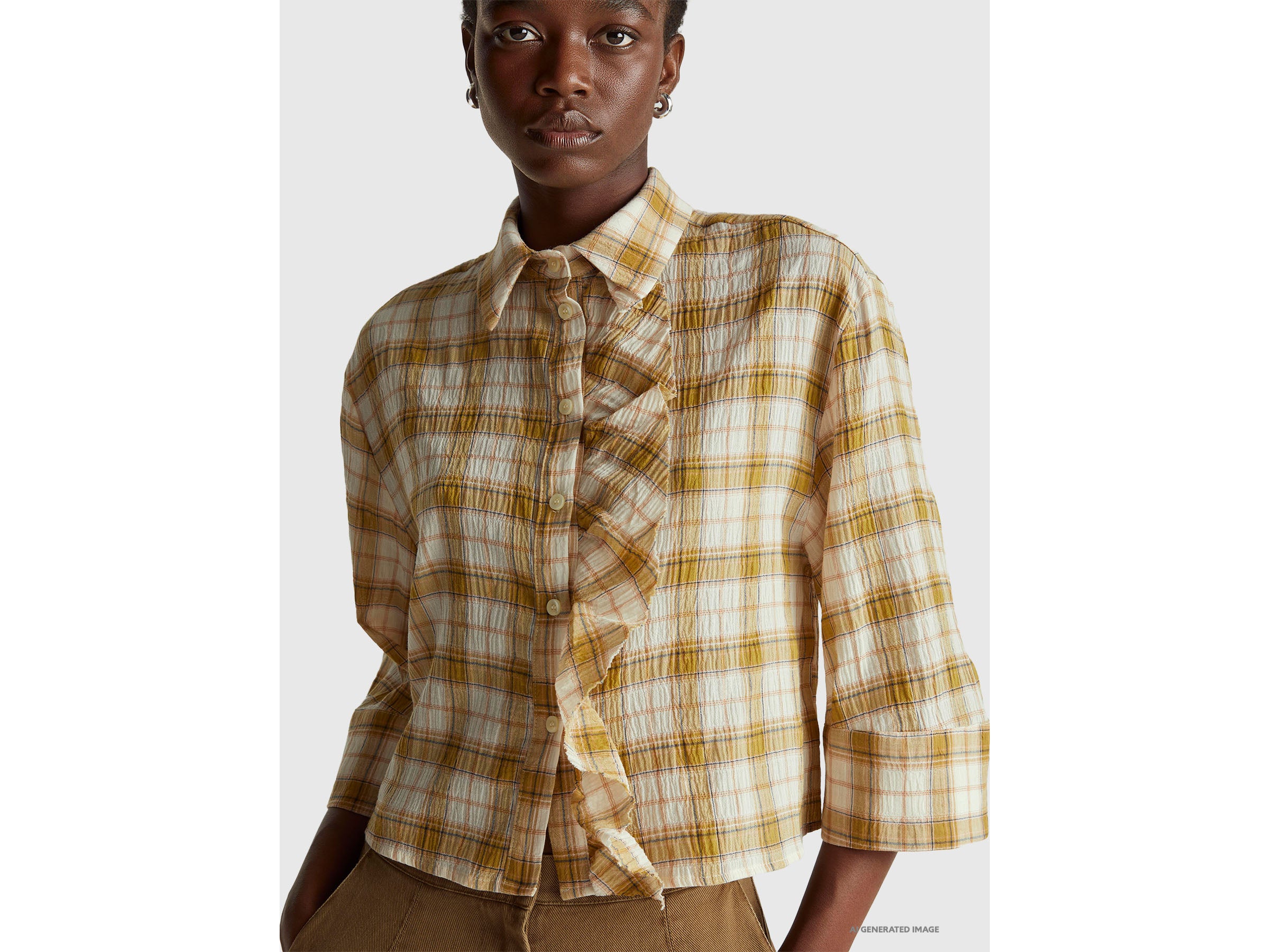 Camisa aos quadrados com folhos - ucb_image_FY