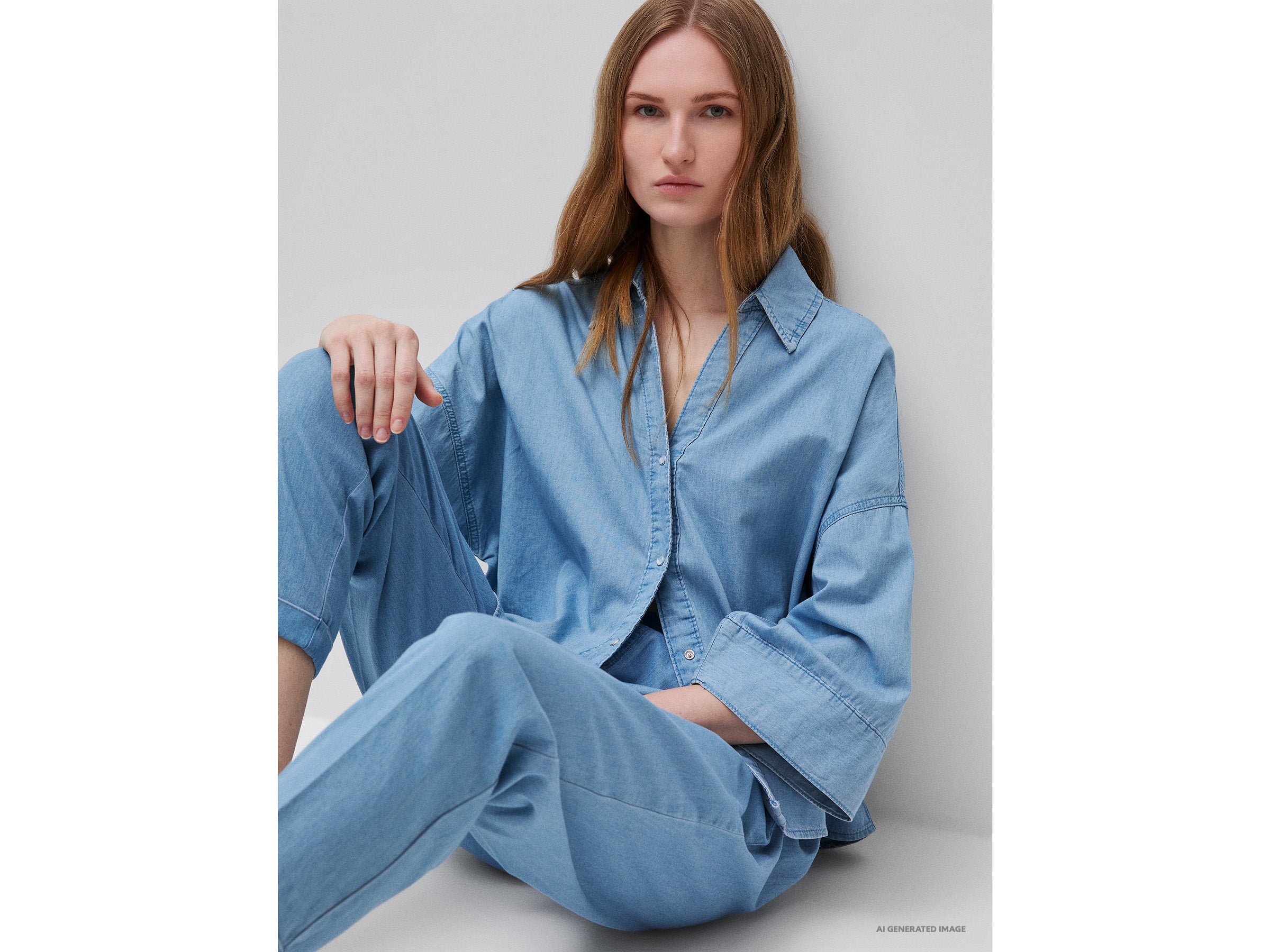 Camisa evasé em chambray - ucb_image_FY
