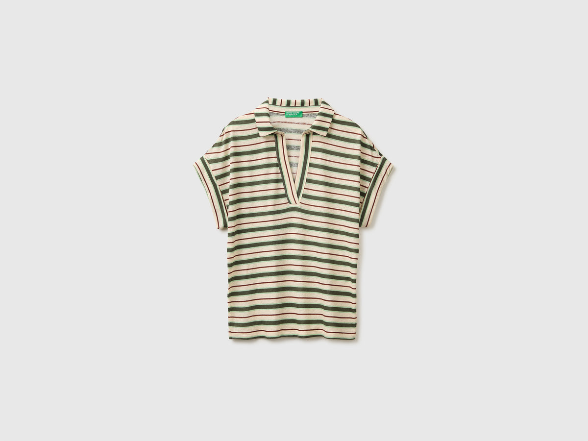 T-shirt às riscas com gola tipo polo - ucb_image_FS