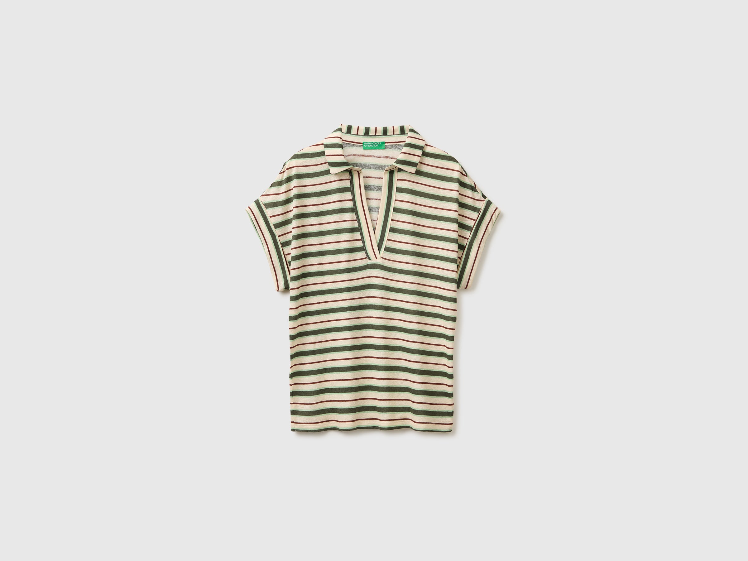 T-shirt às riscas com gola tipo polo - ucb_image_FS