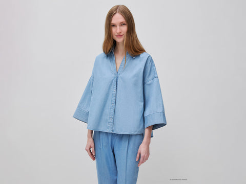 Camisa evasé em chambray - ucb_image_F