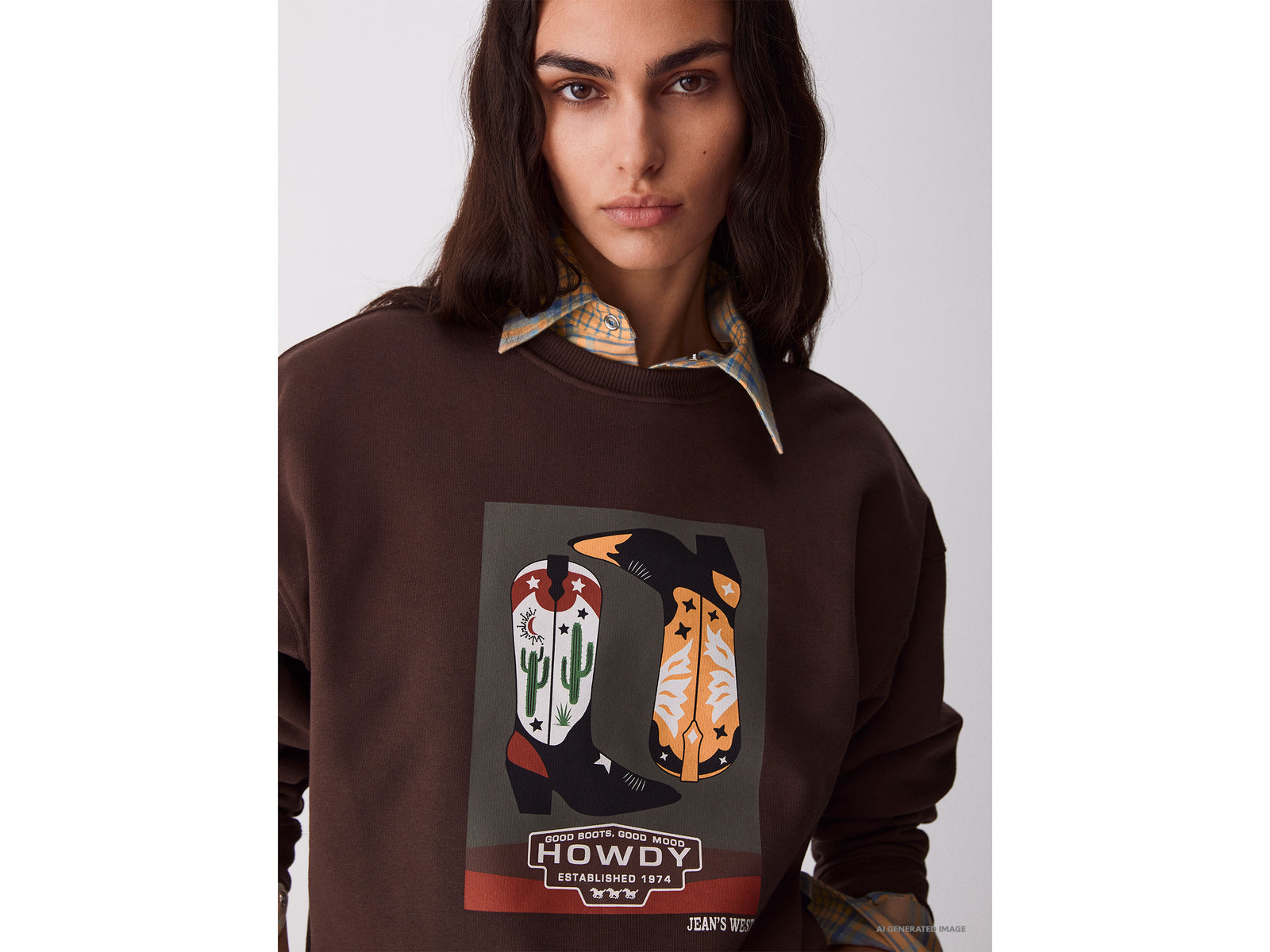 Western print sweatshirt