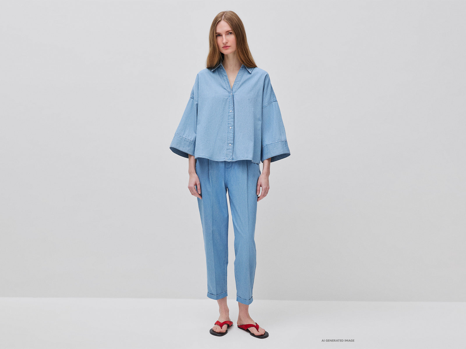 Chambray chinos with elastic