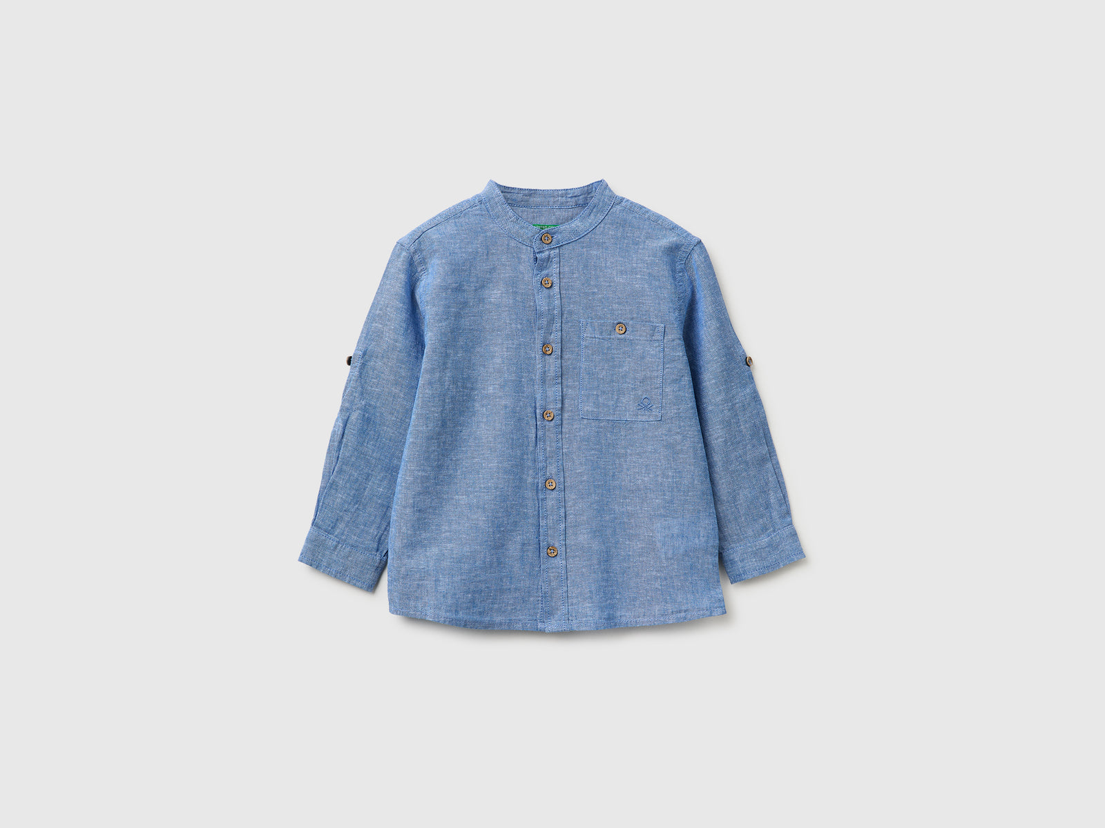 Camisa de gola coreana em mistura de linho - ucb_image_FS