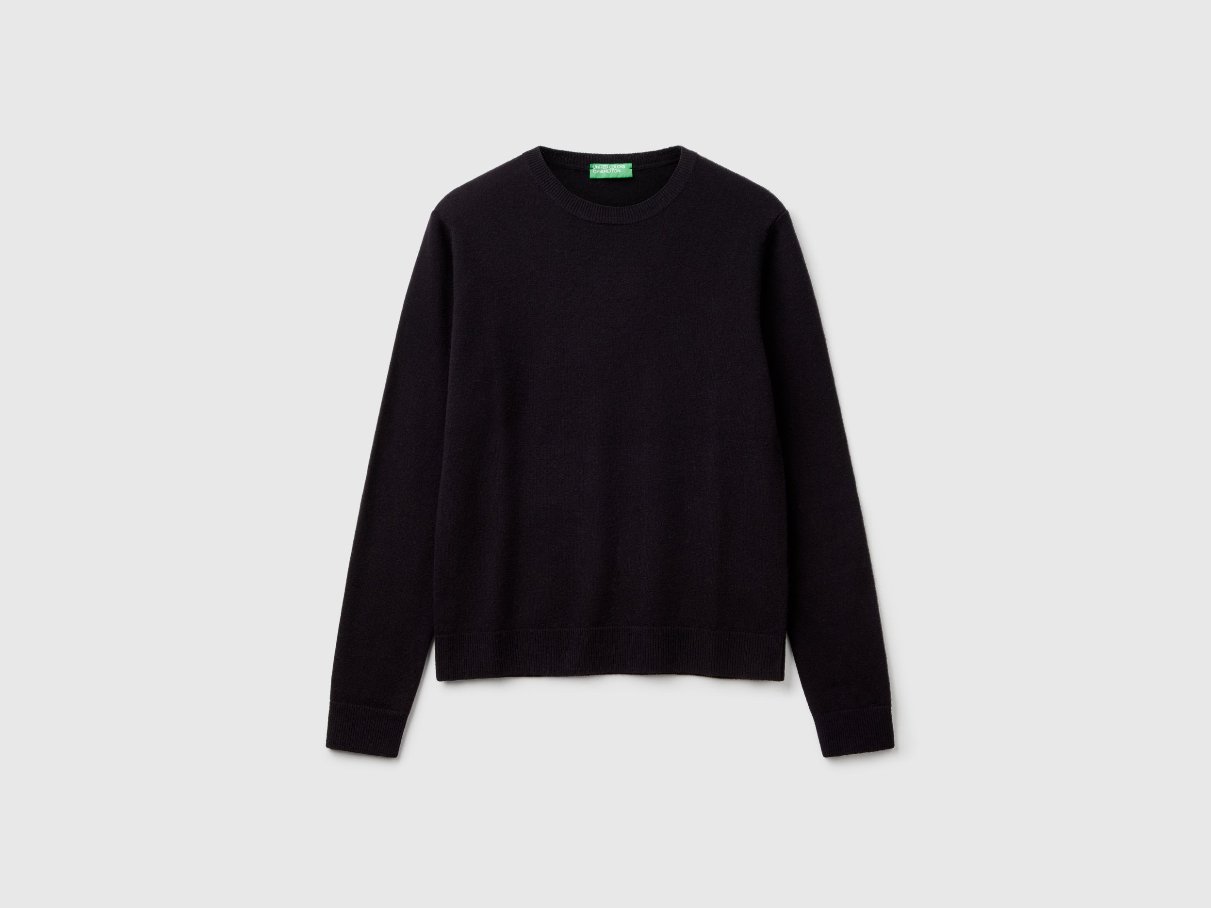 Camisola de gola redonda preta em pura lã Merino - ucb_image_FS