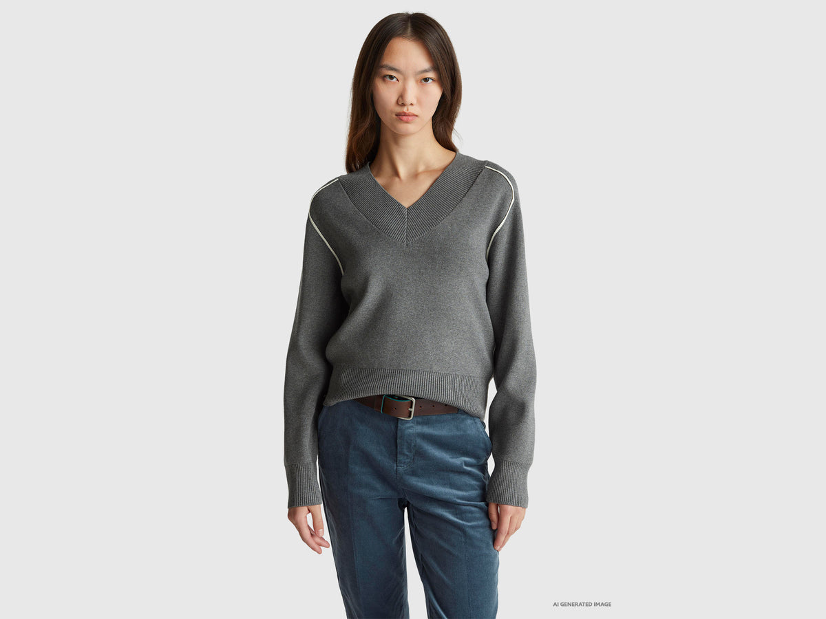 Camisola boxy fit com decote em V - ucb_image_F