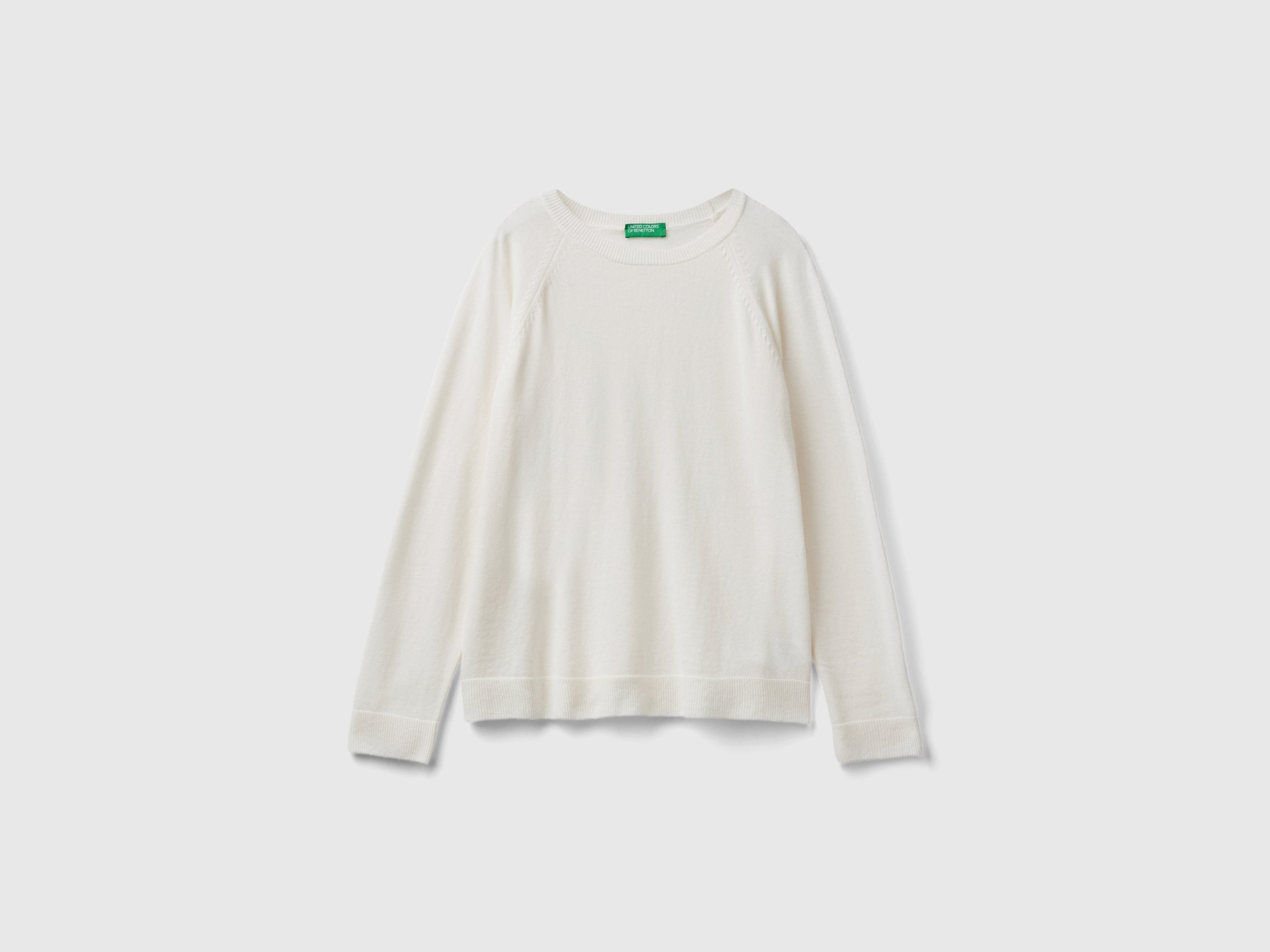 Camisola de gola redonda nata em mistura de lã e caxemira - ucb_image_FS