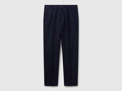 Chinos slim fit em mistura de linho - ucb_image_FS