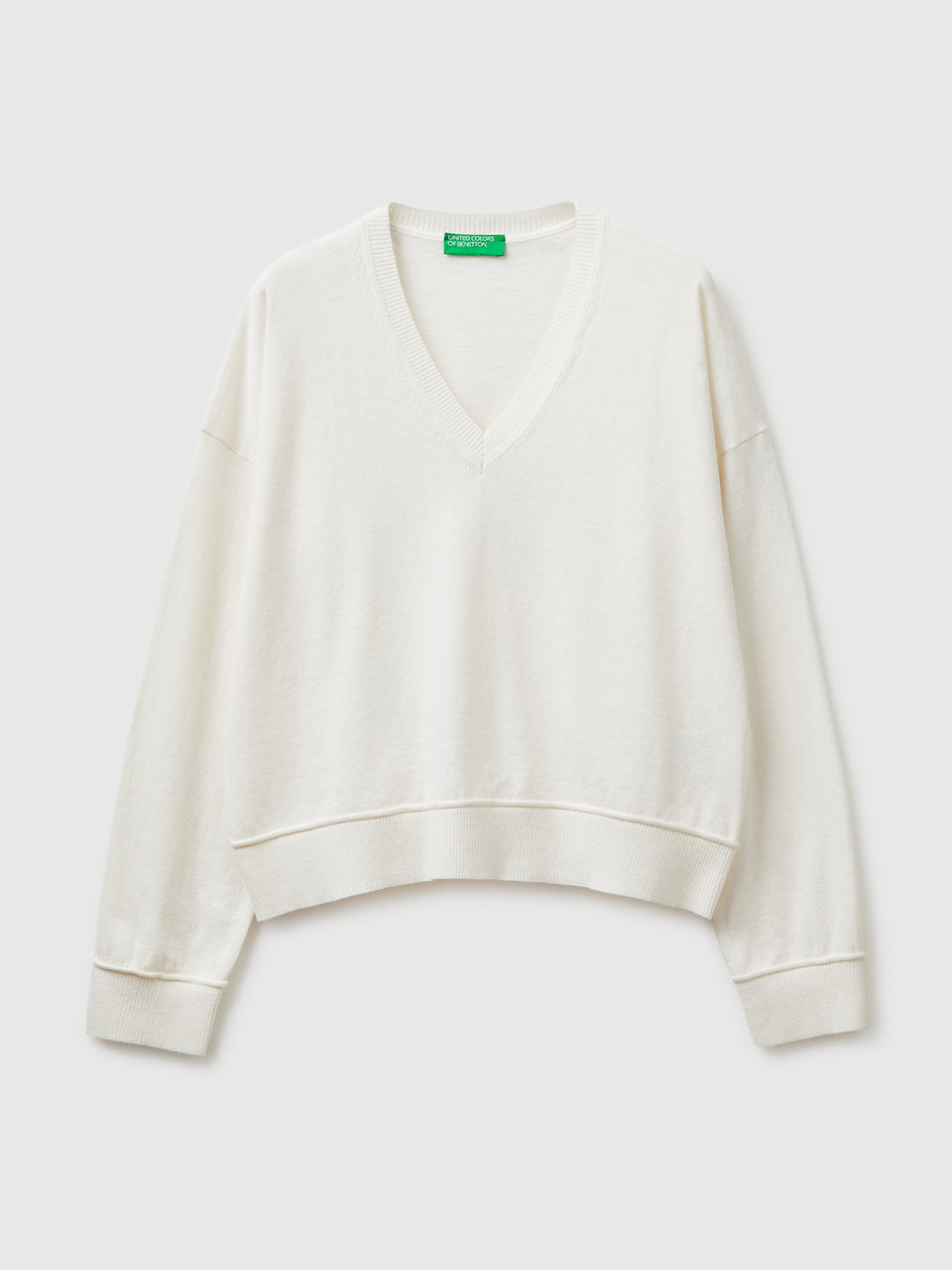 Camisola decote em V em algodão e lã - ucb_image_FS
