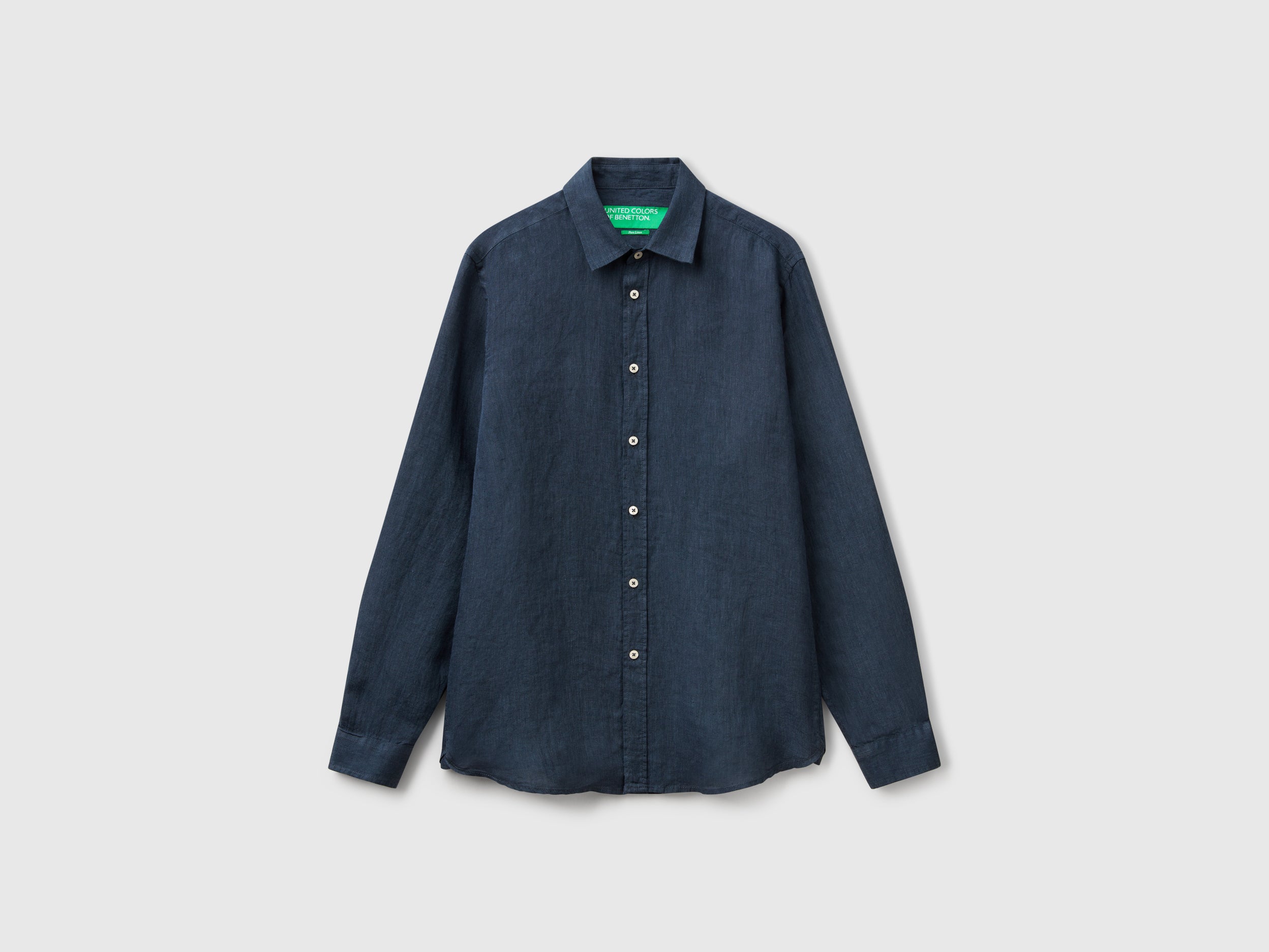 Camisa azul-escuro padrão em linho puro - ucb_image_FS