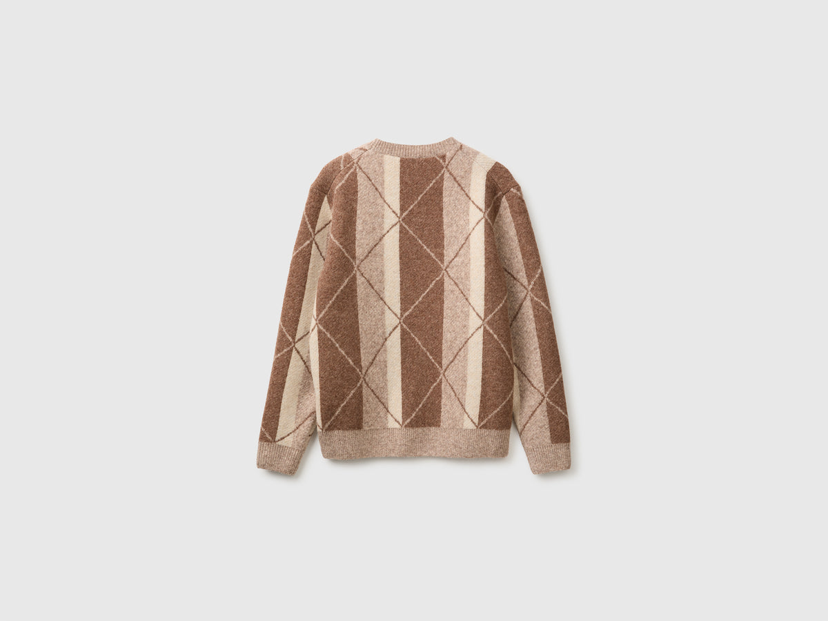 Camisola com riscas e losangos em mistura de lã e alpaca - ucb_image_BS