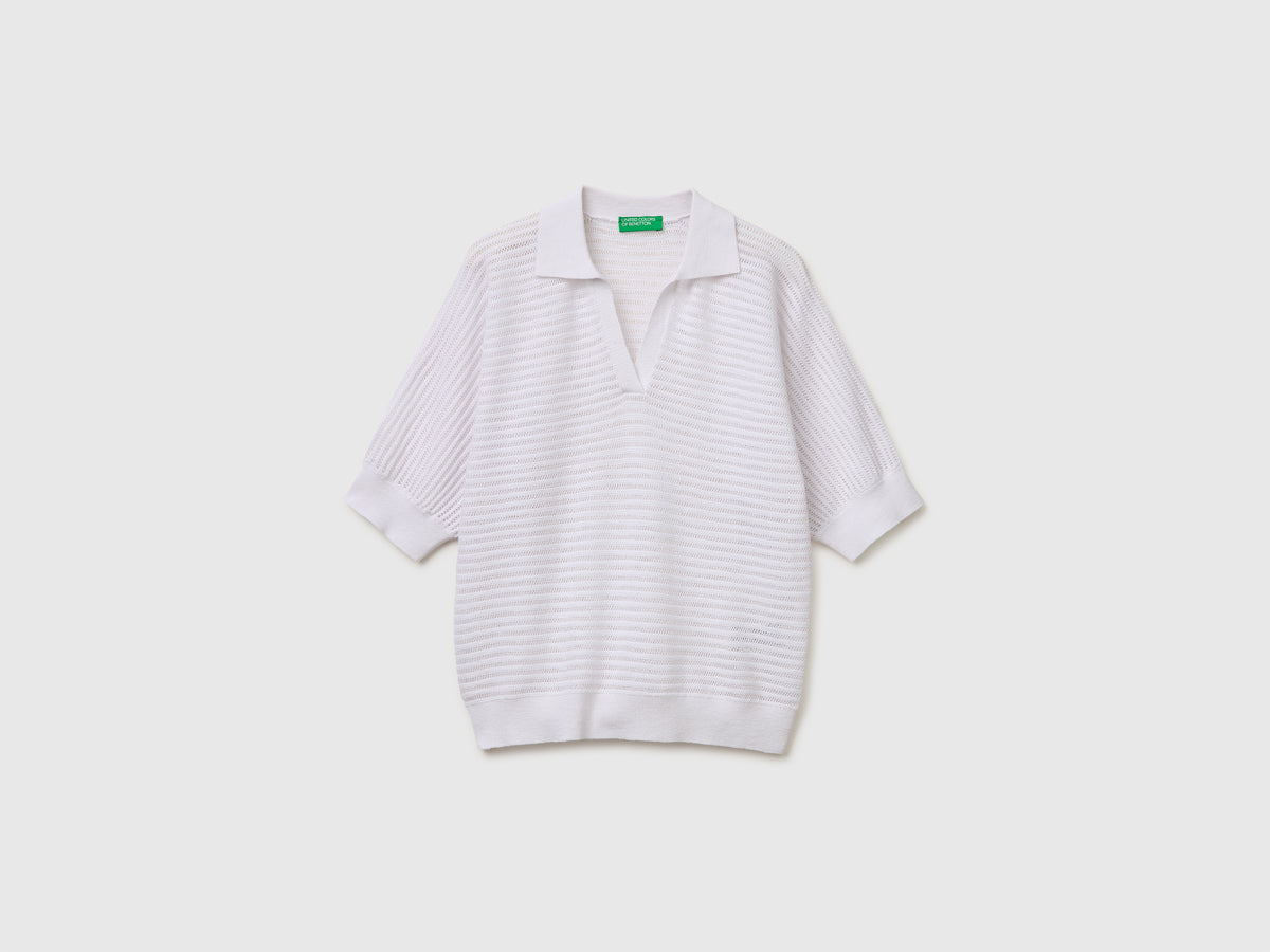 Perforated polo shirt in linen blend - ucb_image_FS