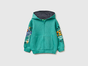Sweat-shirt oversize à fermeture éclair et imprimés