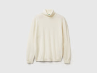 Camisola de gola alta nata em pura lã Merino - ucb_image_FS