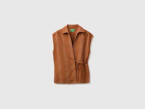 Blusa cruzada em mistura de linho - ucb_image_FS
