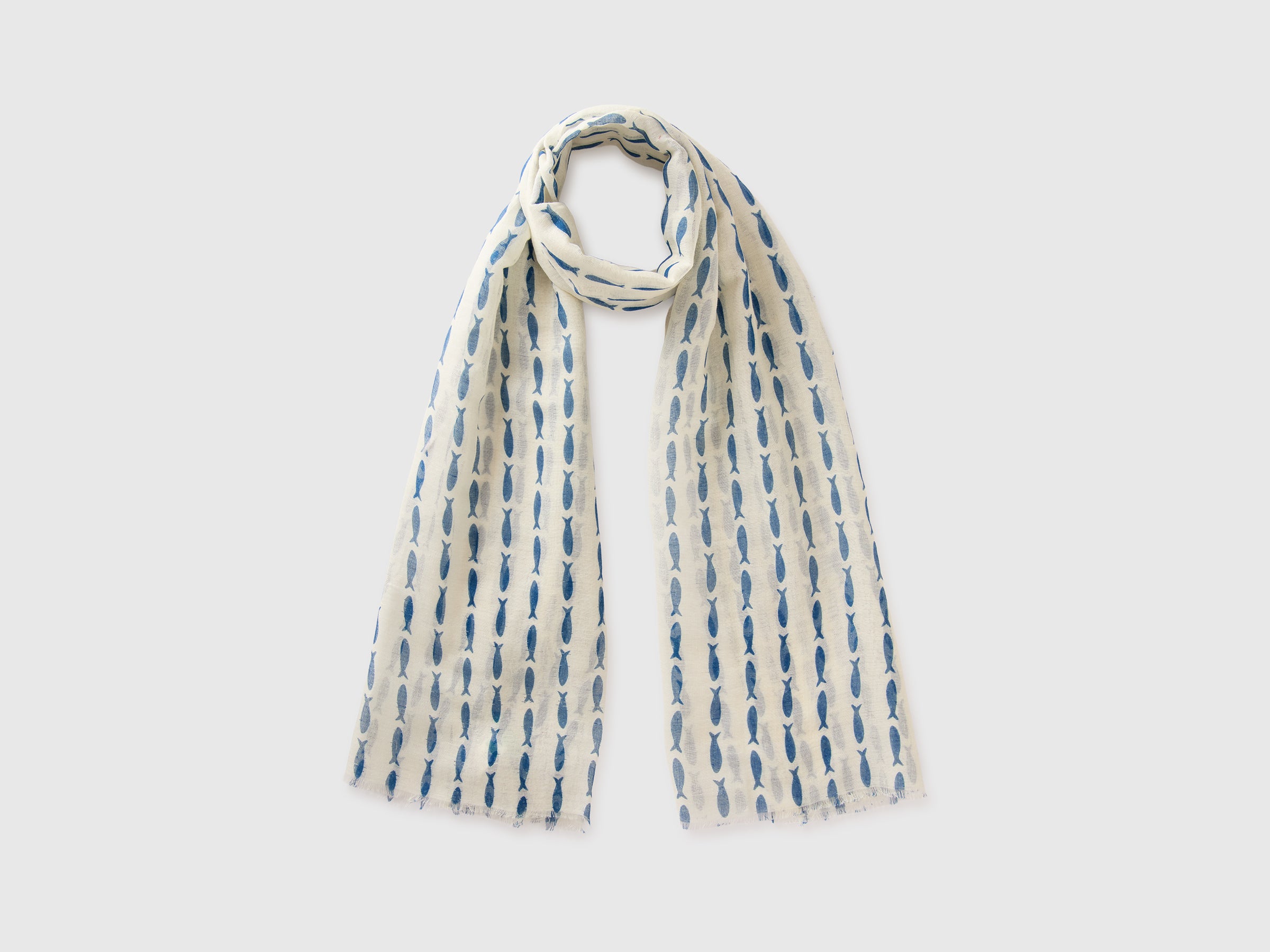 Linen blend fish print scarf - ucb_image_FS