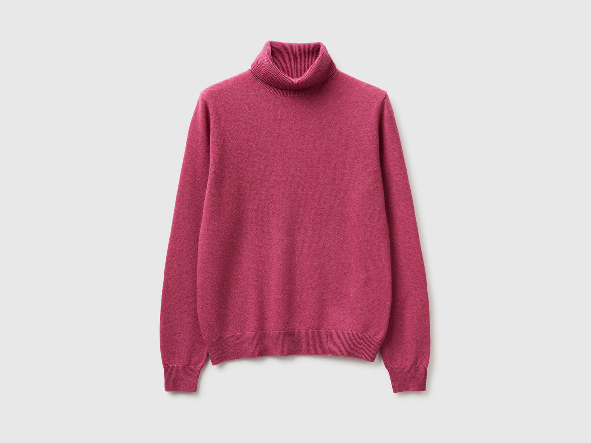 Camisola de gola alta ameixa em pura lã Merino - ucb_image_FS