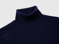 Camisola de gola alta azul-escuro em pura lã Merino - ucb_image_DS1