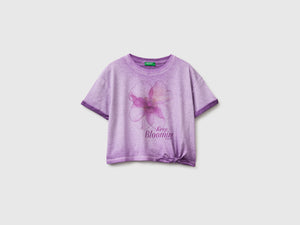 T-shirt imprimé et à nœud