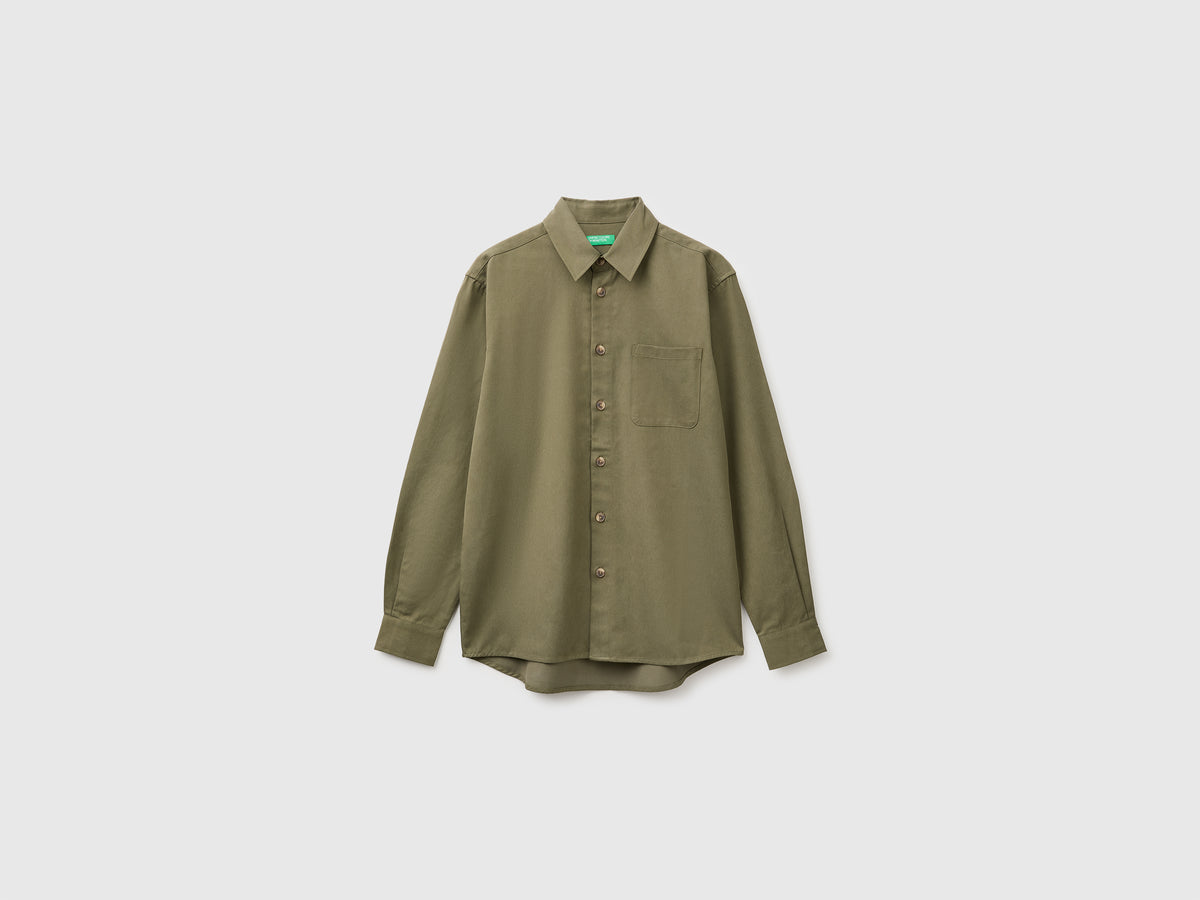 Camisa com bolso pequeno em lyocell e algodão - ucb_image_FS