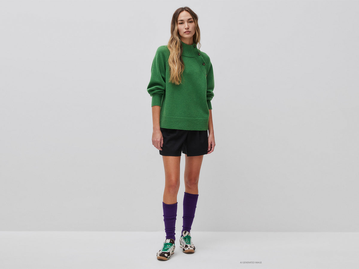 Camisola de gola alta com botões 100% lã - ucb_image_FY