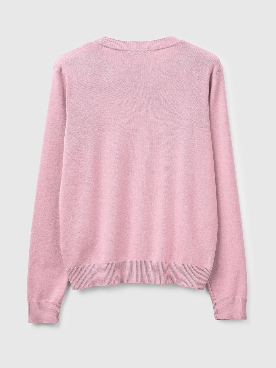 Pink V-neck sweater in tricot cotton - ucb_image_BS
