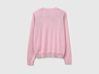 Pink V-neck sweater in tricot cotton - ucb_image_BS