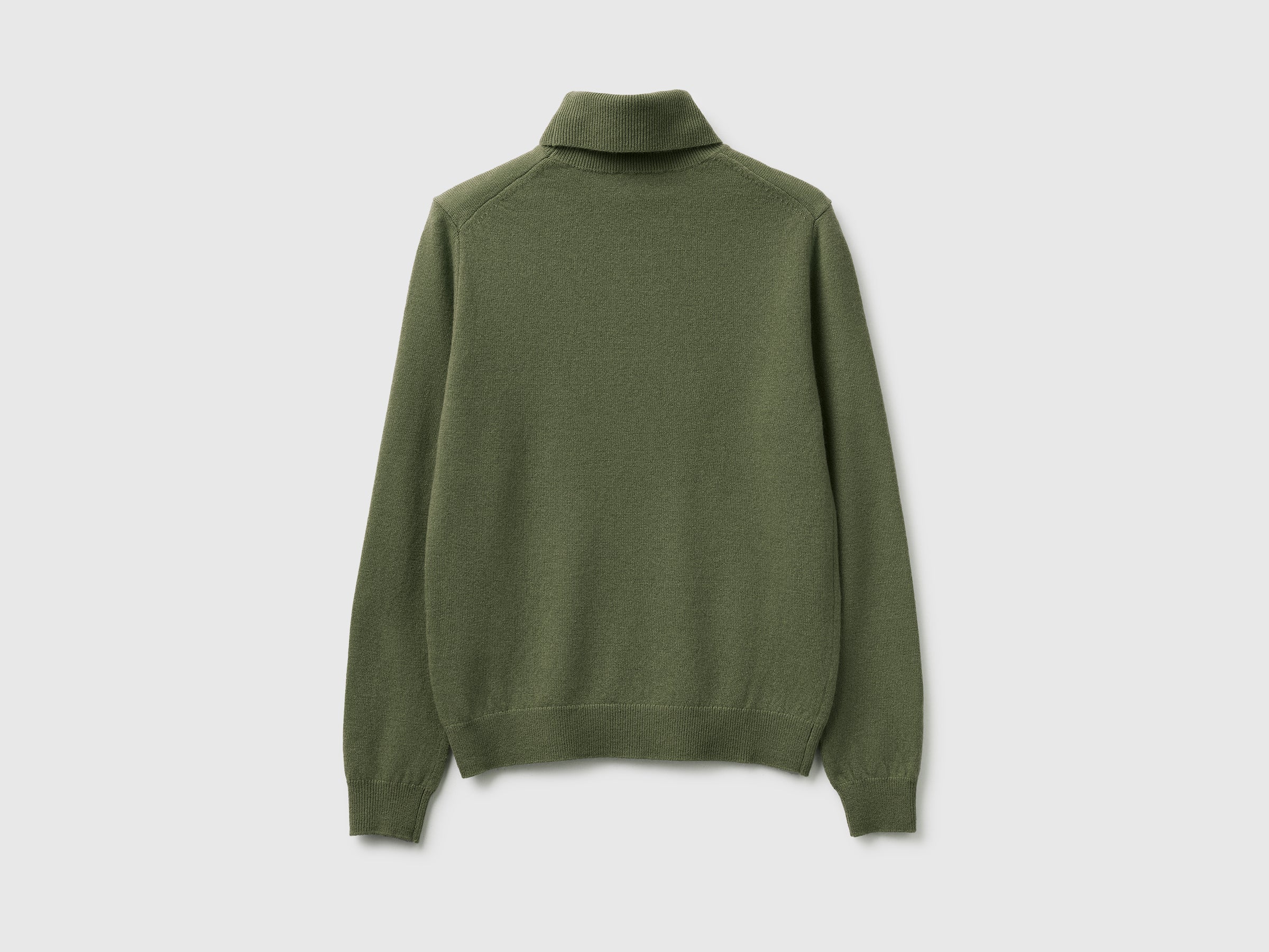 Camisola de gola alta verde militar em pura lã Merino - ucb_image_BS