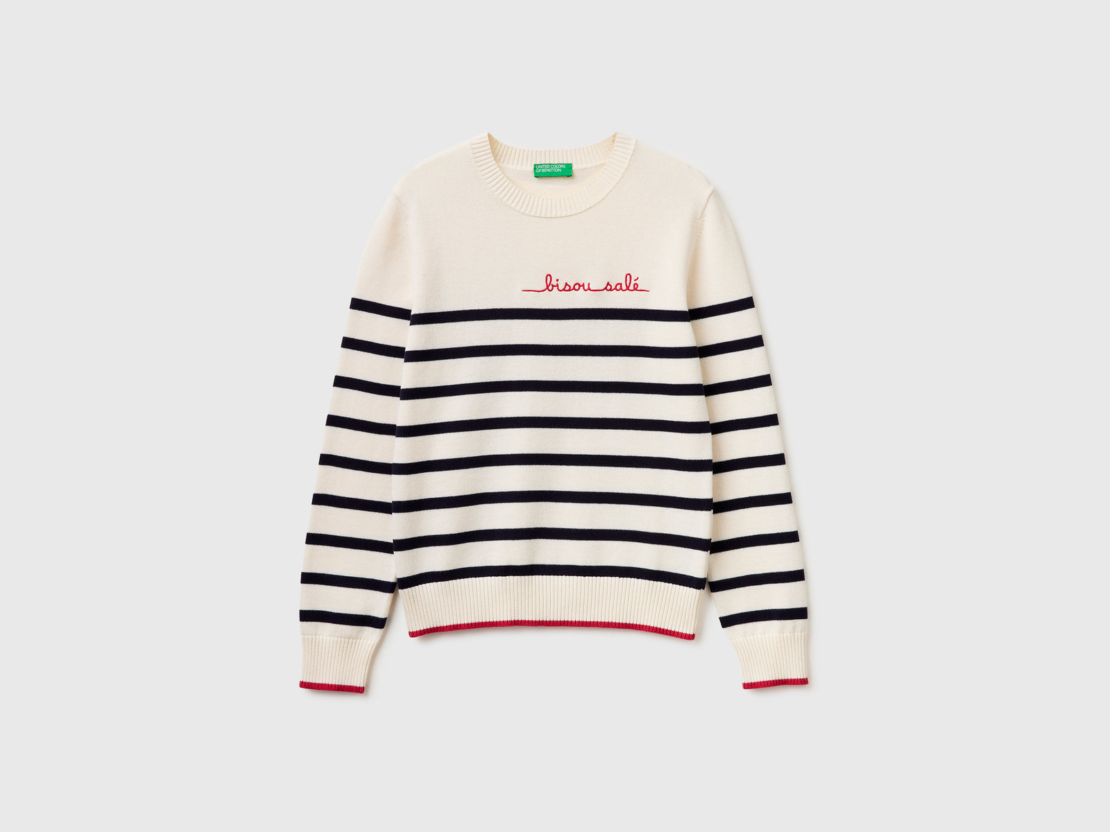 Striped sweater with embroidered writing - ucb_image_FS