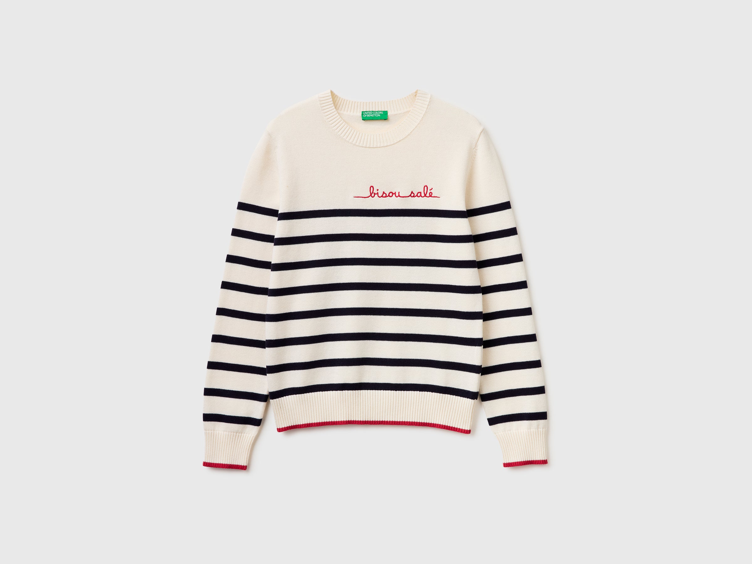 Striped sweater with embroidered writing - ucb_image_FS