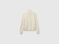 Camisola de gola alta branco nata em pura caxemira - ucb_image_BS