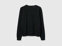 Black V-neck sweater in tricot cotton - ucb_image_BS