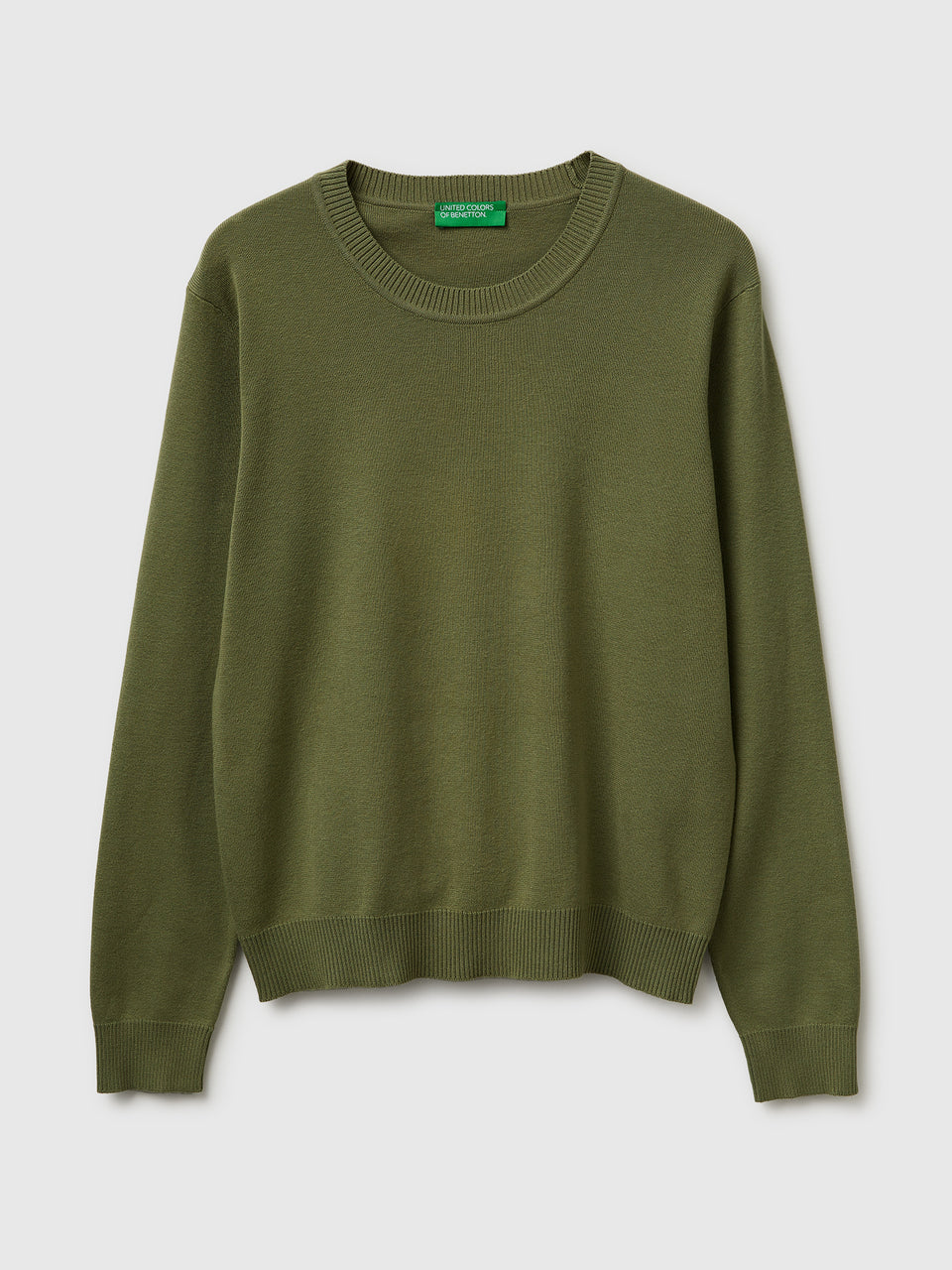 Olive green sweater in tricot cotton - ucb_image_FS