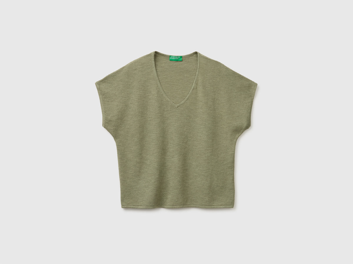 Camisola decote em V em mistura de linho - ucb_image_FS