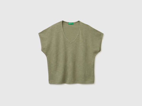 Camisola decote em V em mistura de linho - ucb_image_FS