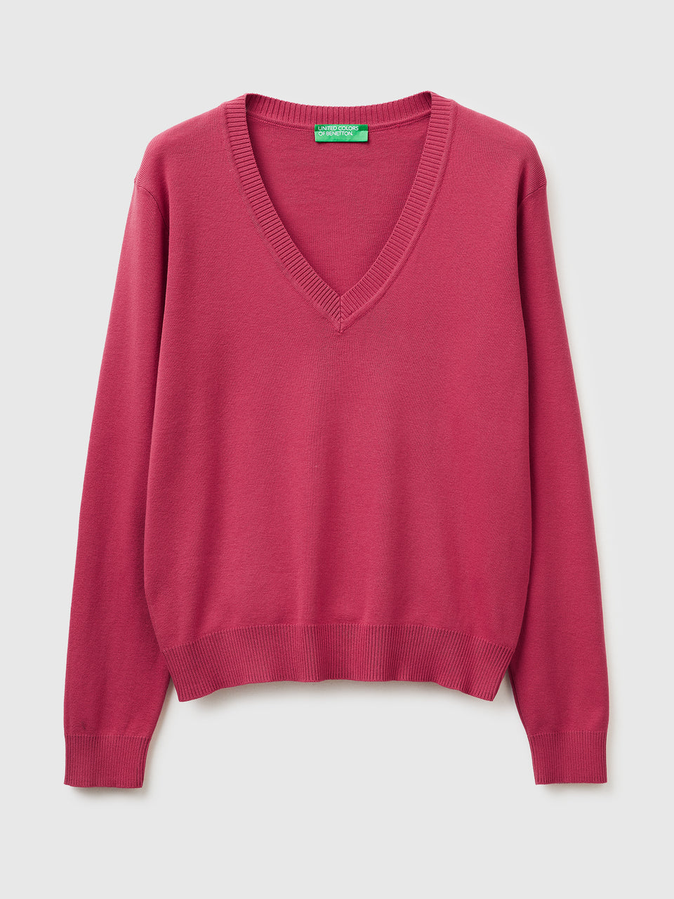 Camisola ameixa em algodão tricot com decote em V - ucb_image_FS