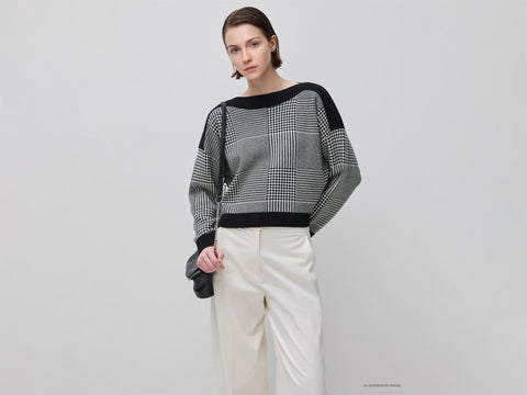 Camisola boxy fit príncipe de Gales - ucb_image_F