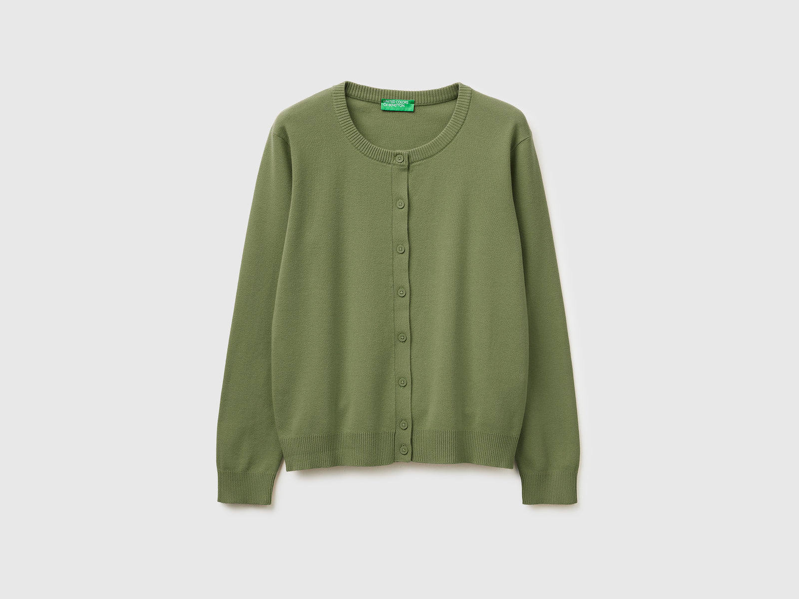 Olive green cardigan in tricot cotton - ucb_image_FS