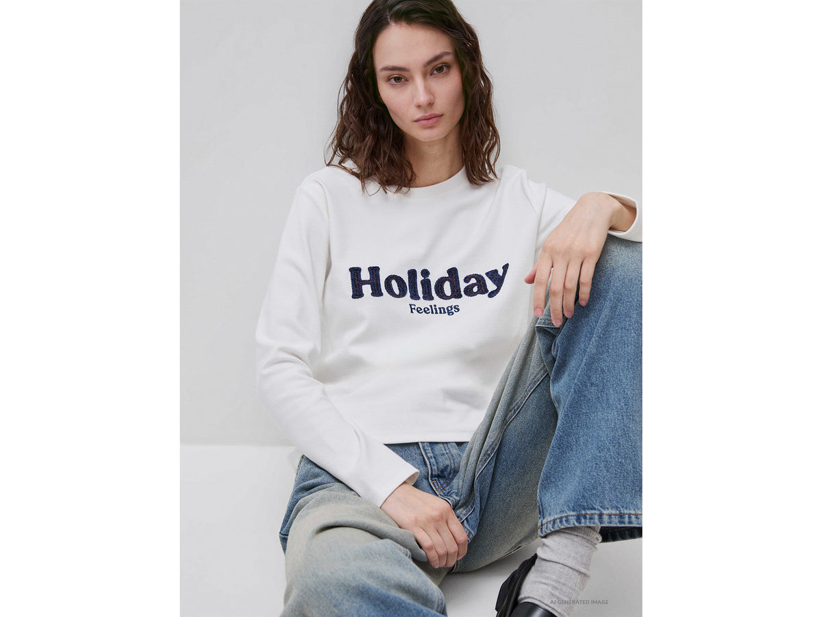 Warm cotton T-shirt with slogan