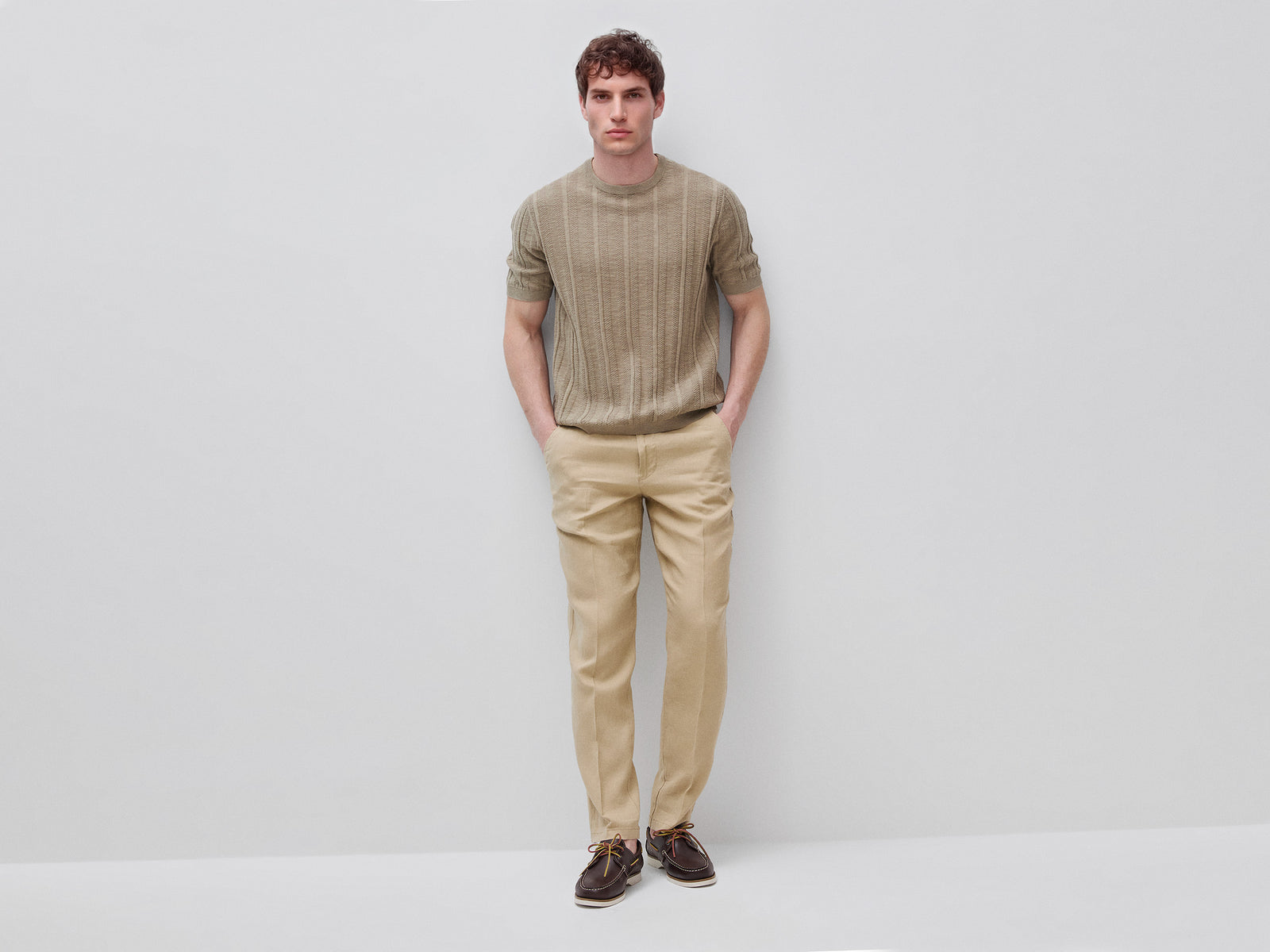 Short-sleeved linen blend sweater