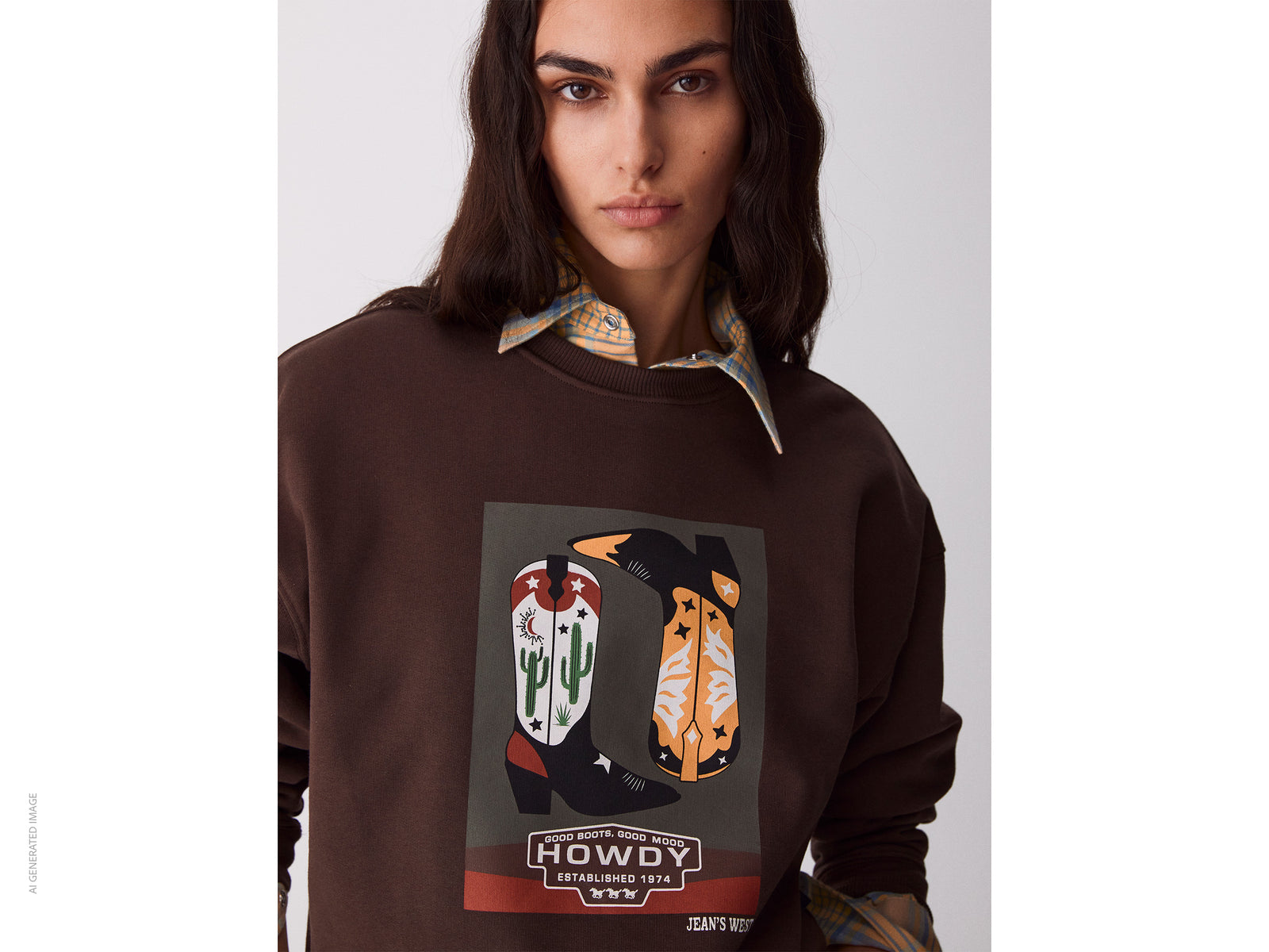 Western print sweatshirt
