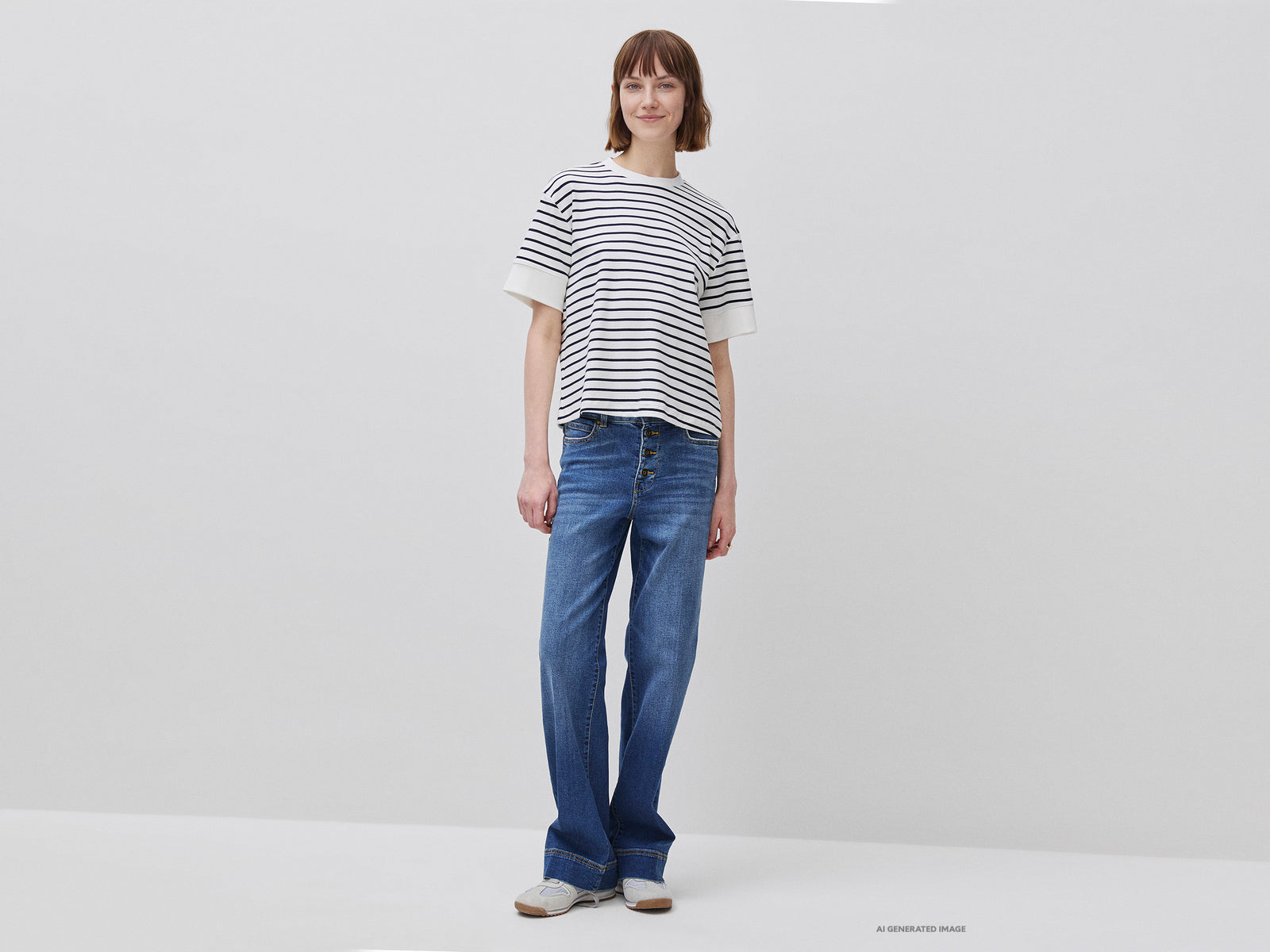Flared jeans with buttons
