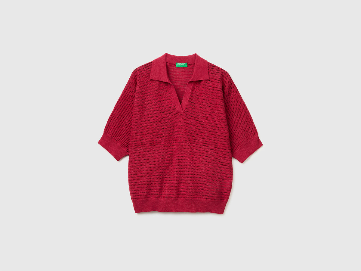 Perforated polo shirt in linen blend - ucb_image_FS