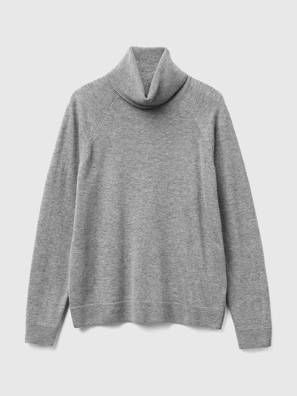 Camisola de gola alta cinza mélange em mistura de lã e caxemira. - ucb_image_FS