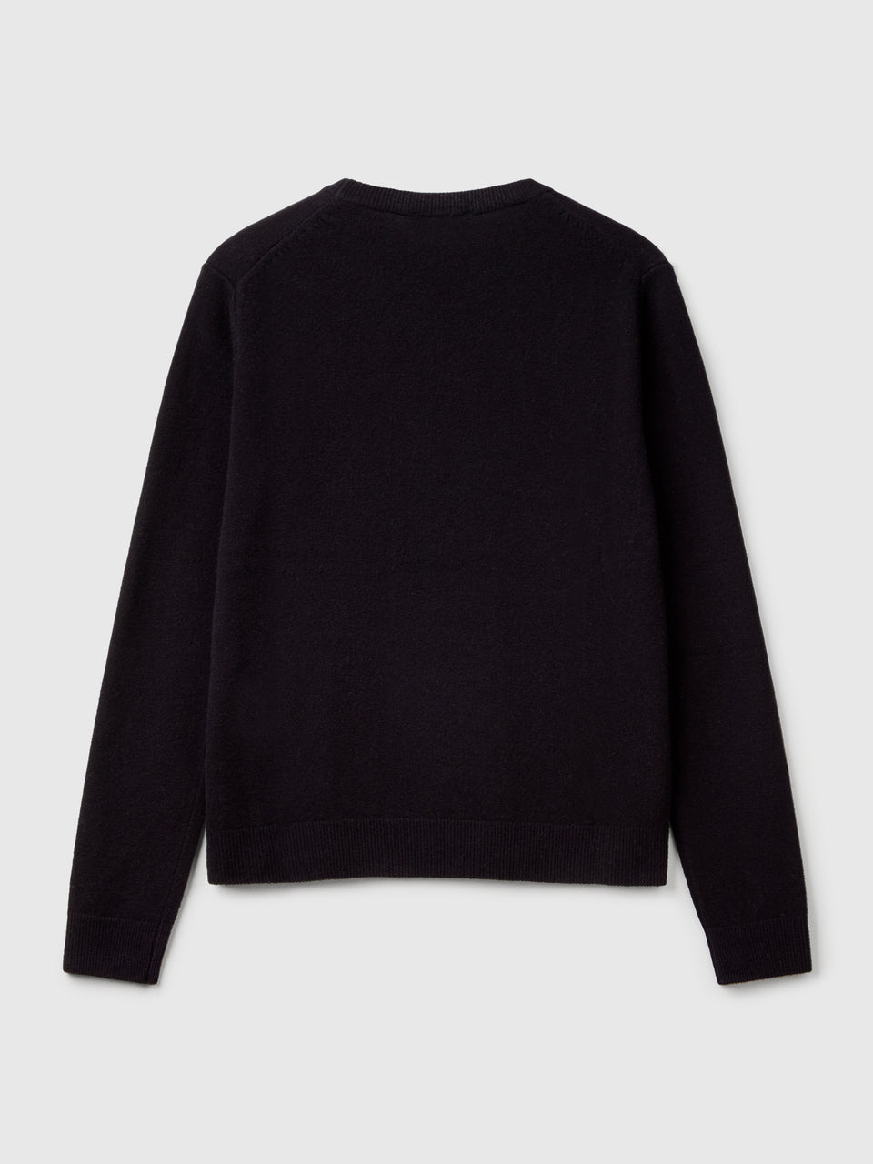 Camisola de gola redonda preta em pura lã Merino - ucb_image_BS
